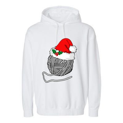 Yarn Ball Santa Knitting Christmas Xmas Hat Garment-Dyed Fleece Hoodie