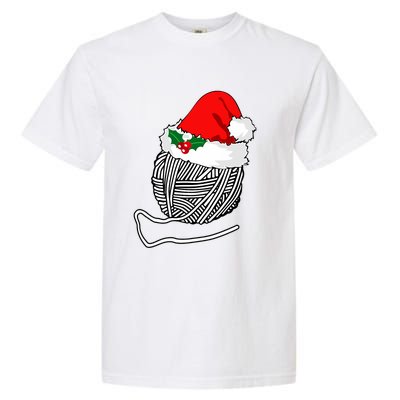 Yarn Ball Santa Knitting Christmas Xmas Hat Garment-Dyed Heavyweight T-Shirt