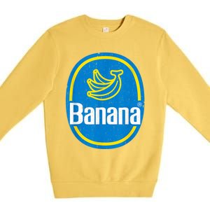 Yellow Banana Sticker Fruit Lazy Diy Easy Halloween Costume Premium Crewneck Sweatshirt