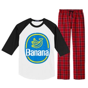 Yellow Banana Sticker Fruit Lazy Diy Easy Halloween Costume Raglan Sleeve Pajama Set