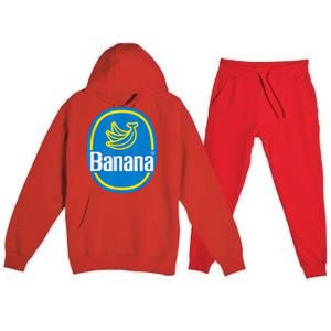 Yellow Banana Sticker Fruit Lazy Diy Easy Halloween Costume Premium Hooded Sweatsuit Set