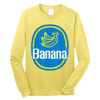 Yellow Banana Sticker Fruit Lazy Diy Easy Halloween Costume Long Sleeve Shirt