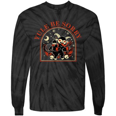 Yule Be Sorry Cute Krampus Dark Christmas Merry Krampus Tie-Dye Long Sleeve Shirt