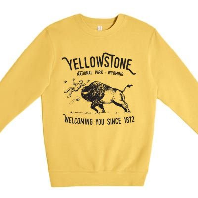 Yellowstone Bison Toss National Park Wyoming Premium Crewneck Sweatshirt