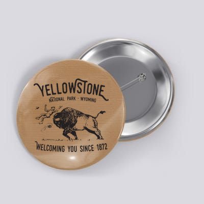 Yellowstone Bison Toss National Park Wyoming Button