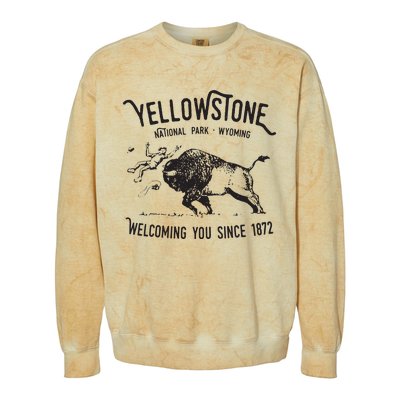 Yellowstone Bison Toss National Park Wyoming Colorblast Crewneck Sweatshirt