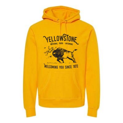 Yellowstone Bison Toss National Park Wyoming Premium Hoodie