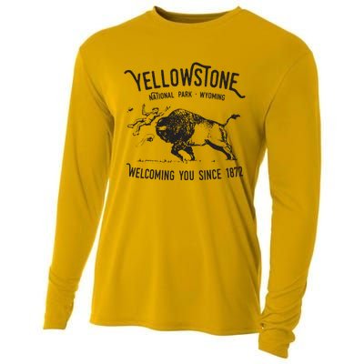 Yellowstone Bison Toss National Park Wyoming Cooling Performance Long Sleeve Crew