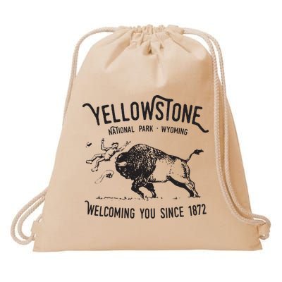 Yellowstone Bison Toss National Park Wyoming Drawstring Bag