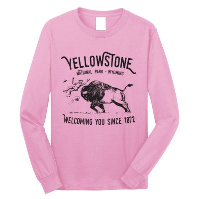 Yellowstone Bison Toss National Park Wyoming Long Sleeve Shirt