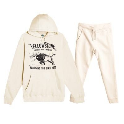 Yellowstone Bison Toss National Park Wyoming Premium Hooded Sweatsuit Set