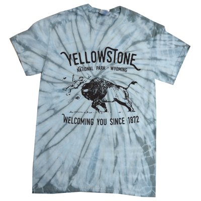 Yellowstone Bison Toss National Park Wyoming Tie-Dye T-Shirt