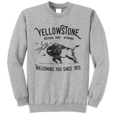 Yellowstone Bison Toss National Park Wyoming Tall Sweatshirt