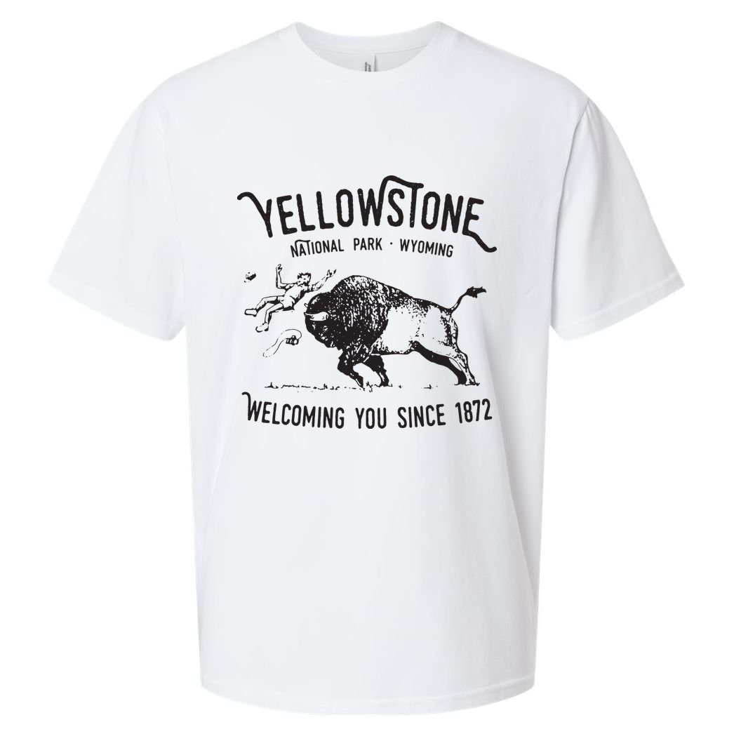 Yellowstone Bison Toss National Park Wyoming Sueded Cloud Jersey T-Shirt
