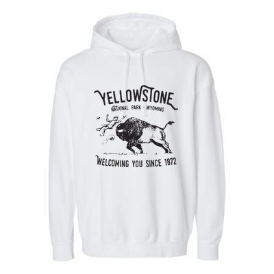 Yellowstone Bison Toss National Park Wyoming Garment-Dyed Fleece Hoodie