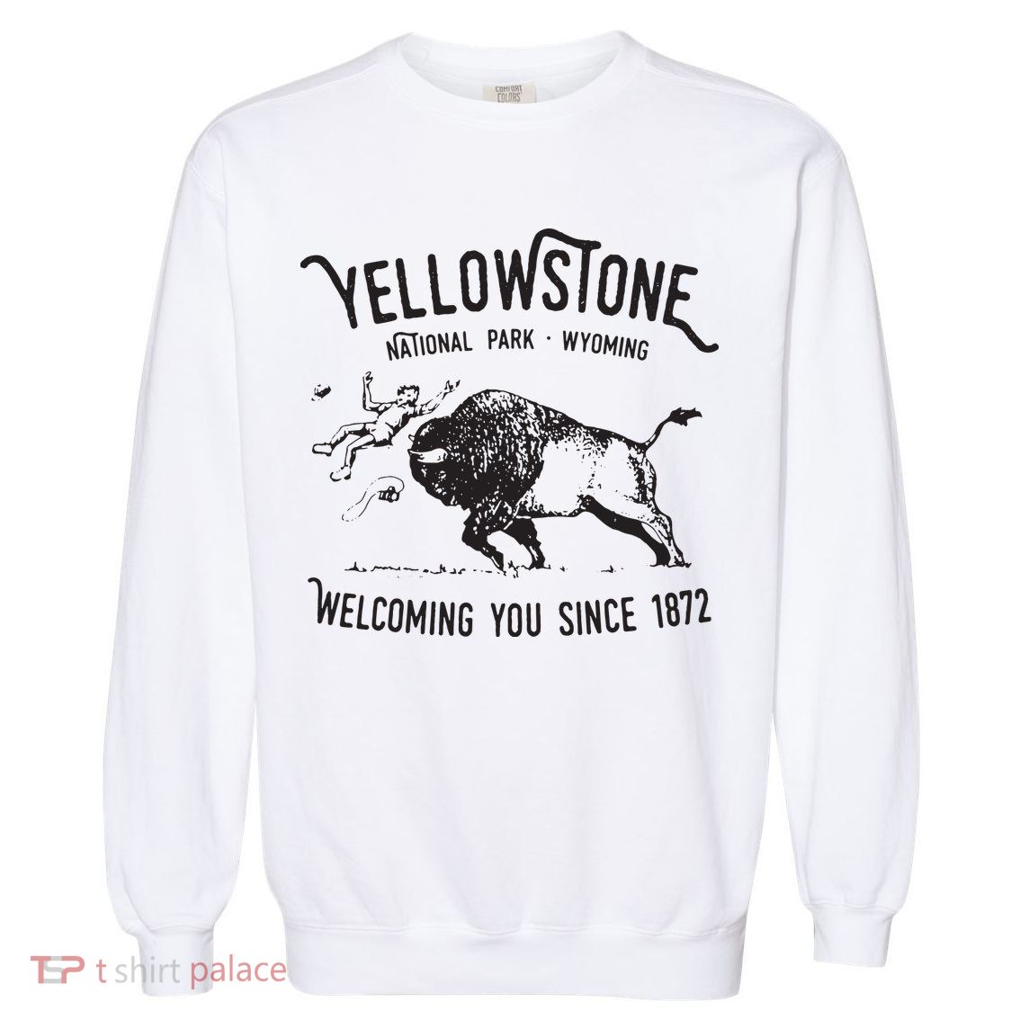 Yellowstone Bison Toss National Park Wyoming Garment-Dyed Sweatshirt