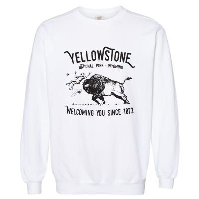 Yellowstone Bison Toss National Park Wyoming Garment-Dyed Sweatshirt