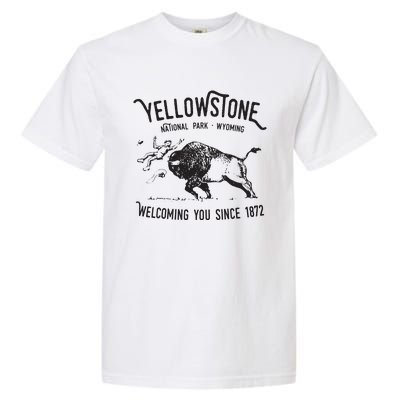 Yellowstone Bison Toss National Park Wyoming Garment-Dyed Heavyweight T-Shirt