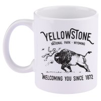Yellowstone Bison Toss National Park Wyoming 11oz C Handle Ceramic Mug