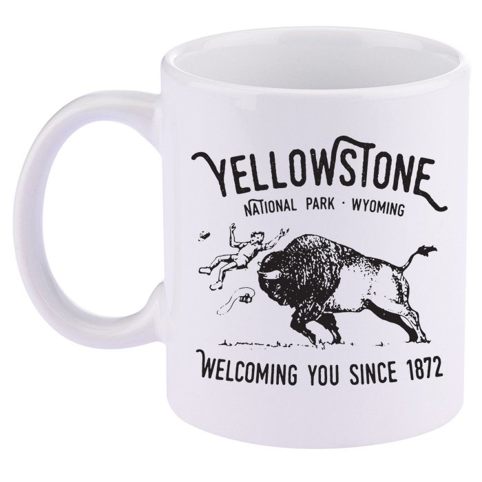 Yellowstone Bison Toss National Park Wyoming 11oz C Handle Ceramic Mug