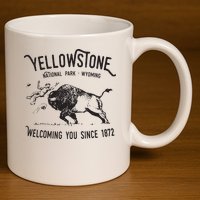 Yellowstone Bison Toss National Park Wyoming 11oz C Handle Ceramic Mug