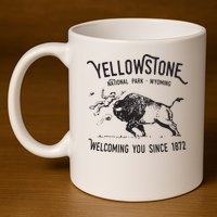 Yellowstone Bison Toss National Park Wyoming 11oz C Handle Ceramic Mug