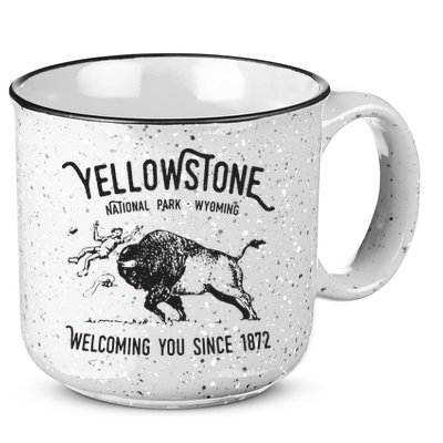 Yellowstone Bison Toss National Park Wyoming 15oz Campfire Ceramic Mug
