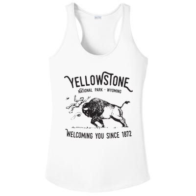 Yellowstone Bison Toss National Park Wyoming Ladies PosiCharge Competitor Racerback Tank