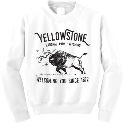Yellowstone Bison Toss National Park Wyoming Kids Sweatshirt