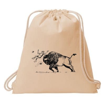 Yellowstone Bison Toss Warning Flyer Drawstring Bag