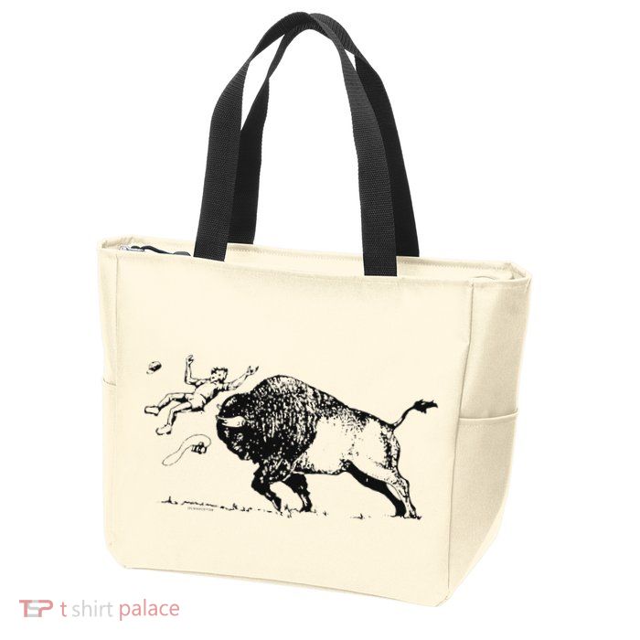 Yellowstone Bison Toss Warning Flyer Zip Tote Bag