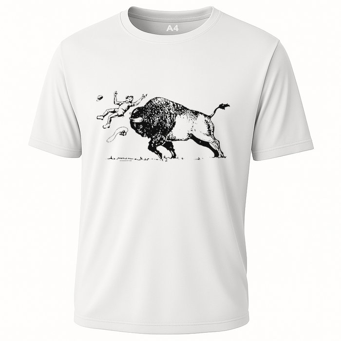 Yellowstone Bison Toss Warning Flyer Cooling Performance Crew T-Shirt