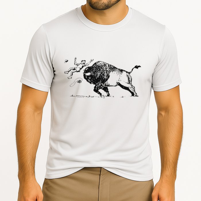 Yellowstone Bison Toss Warning Flyer Cooling Performance Crew T-Shirt