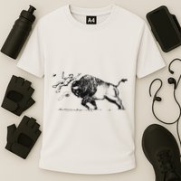 Yellowstone Bison Toss Warning Flyer Cooling Performance Crew T-Shirt