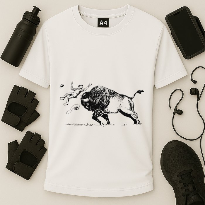 Yellowstone Bison Toss Warning Flyer Cooling Performance Crew T-Shirt