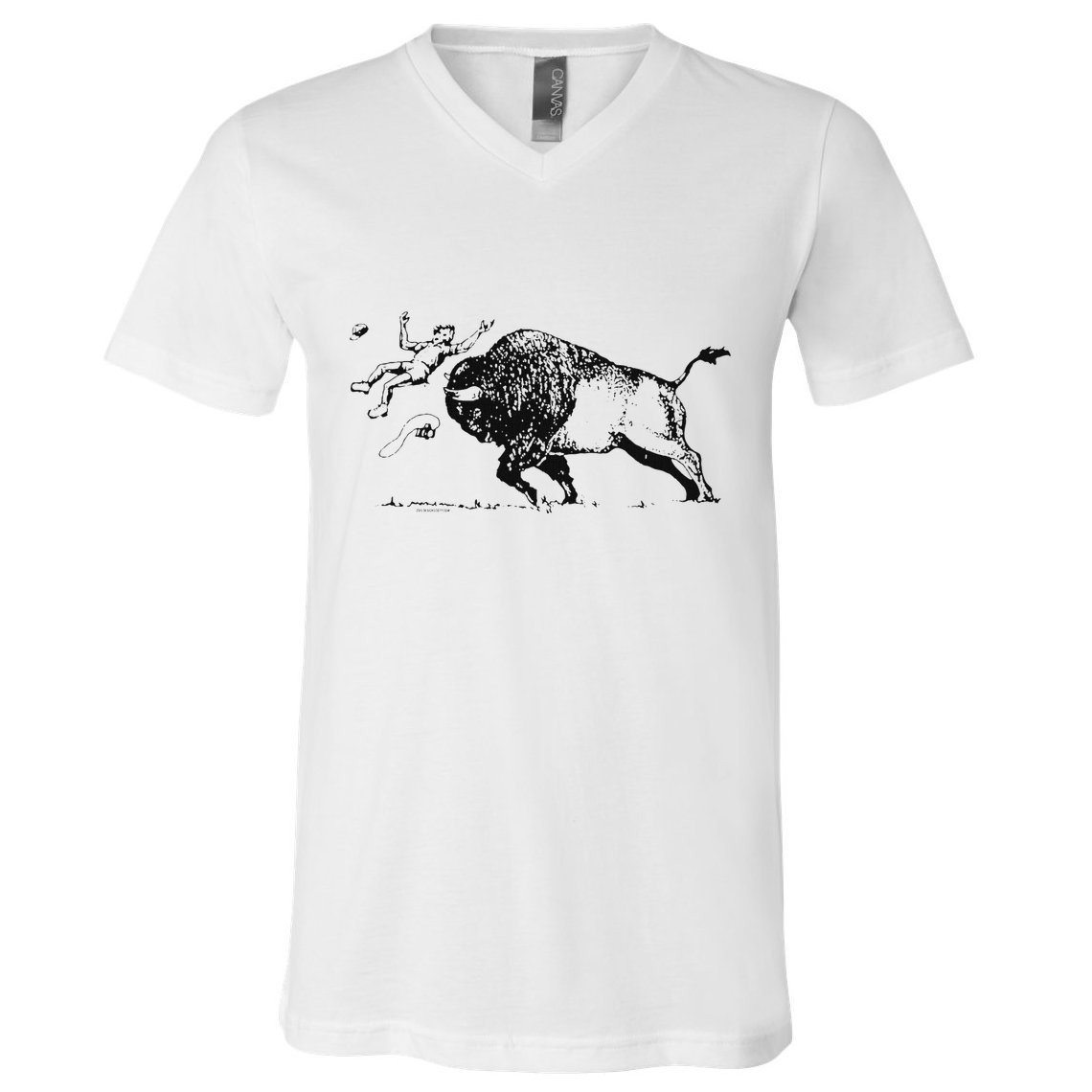 Yellowstone Bison Toss Warning Flyer V-Neck T-Shirt