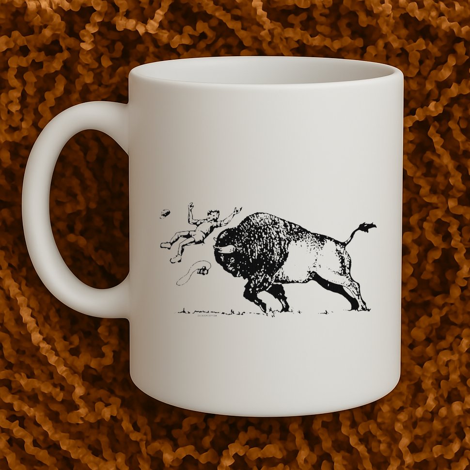 Yellowstone Bison Toss Warning Flyer Mug