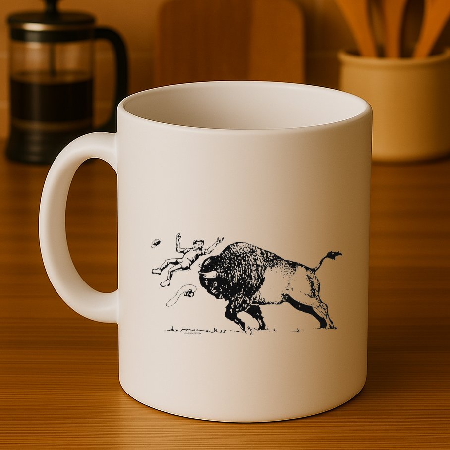 Yellowstone Bison Toss Warning Flyer Mug