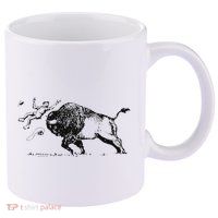 Yellowstone Bison Toss Warning Flyer 11oz C Handle Ceramic Mug