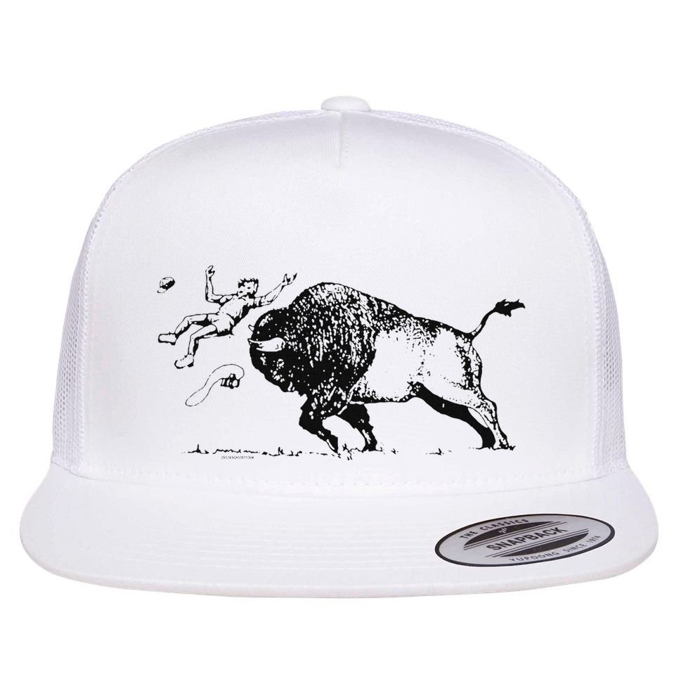 Yellowstone Bison Toss Warning Flyer Flat Bill Trucker Hat