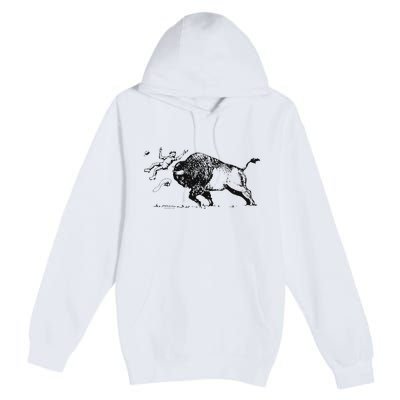 Yellowstone Bison Toss Warning Flyer Premium Pullover Hoodie