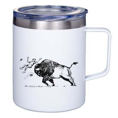 Yellowstone Bison Toss Warning Flyer 12oz Stainless Steel Coffee Mug