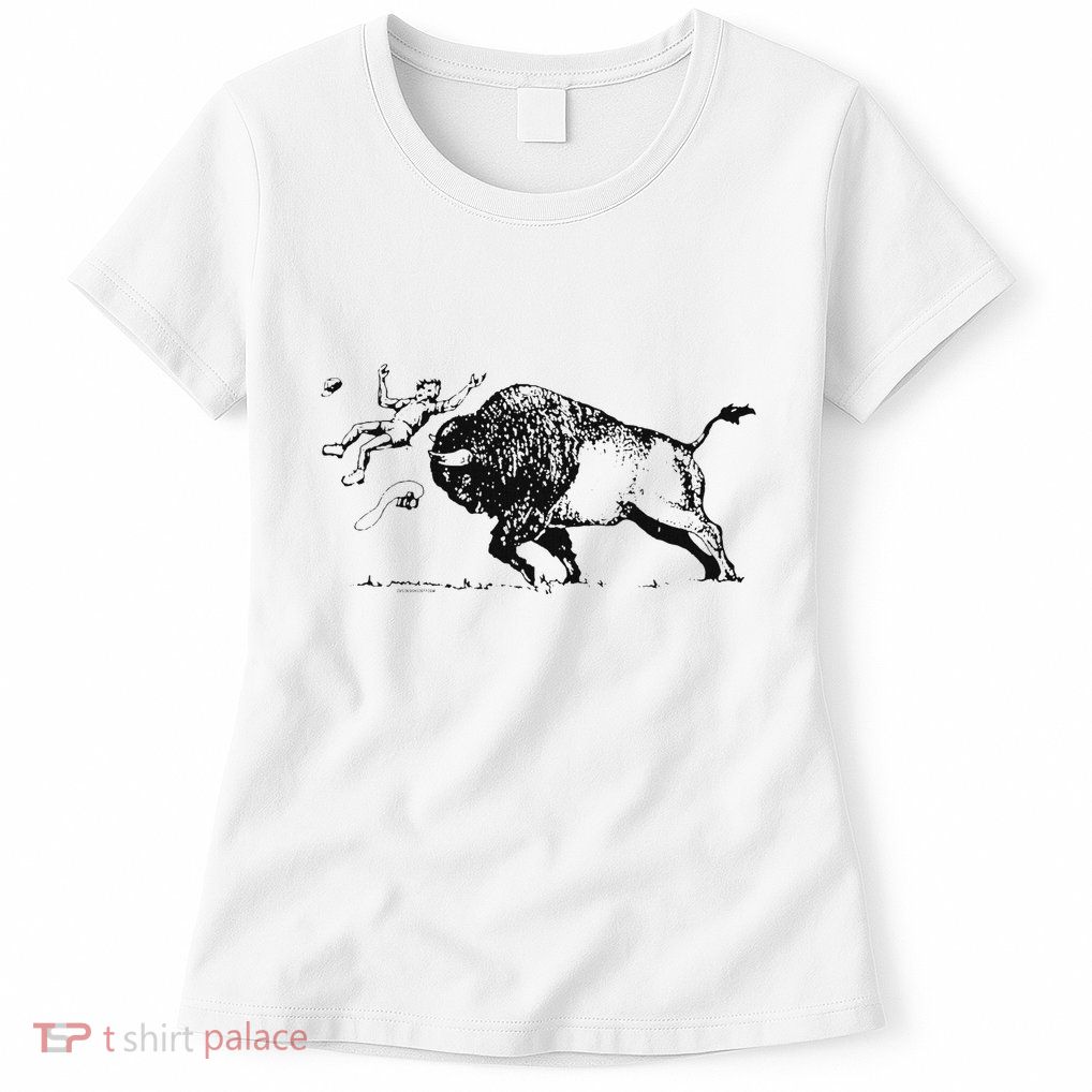Yellowstone Bison Toss Warning Flyer Womens T-Shirt