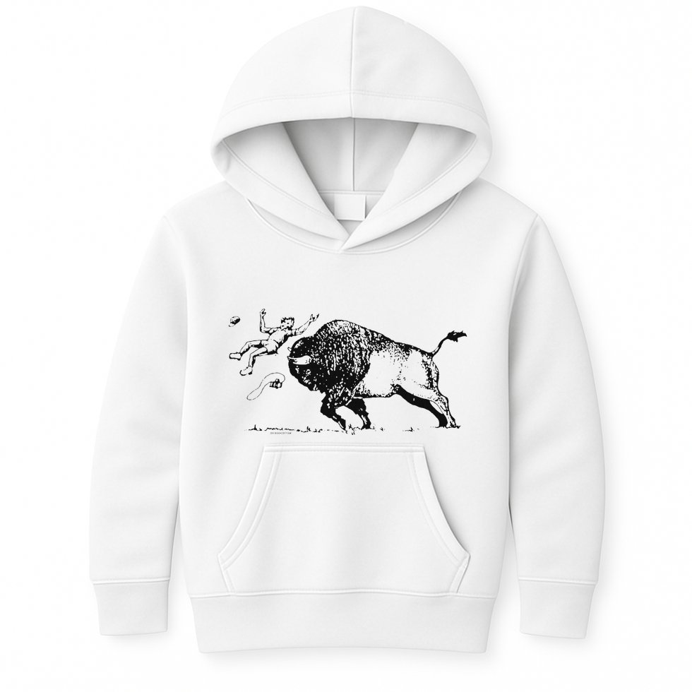 Yellowstone Bison Toss Warning Flyer Kids Hoodie