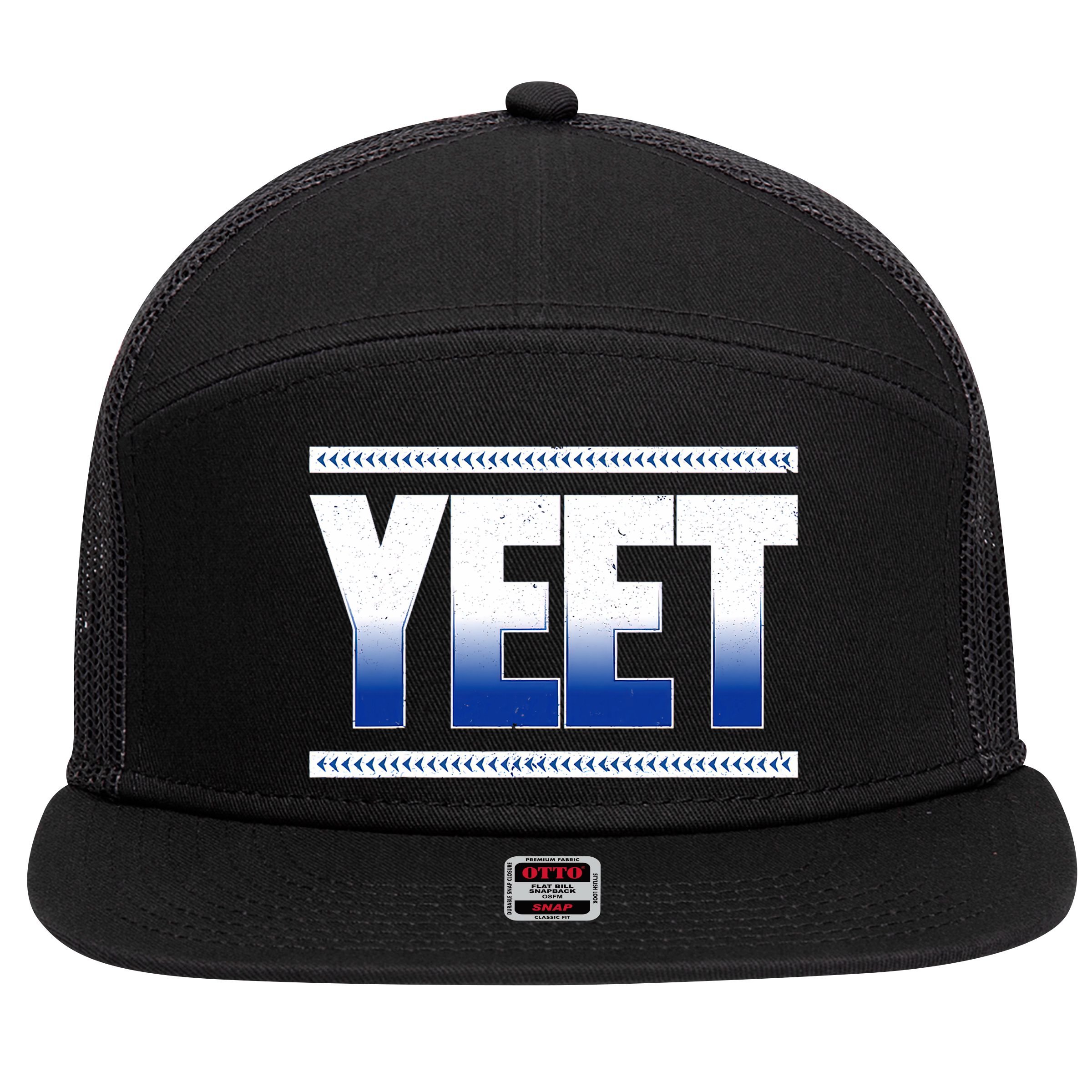 Yeet Blue 7 Panel Mesh Trucker Snapback Hat