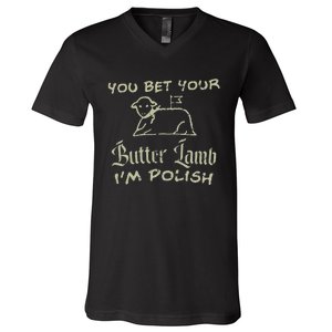 You Bet Your Butter Lamb I'm Polish Animals V-Neck T-Shirt