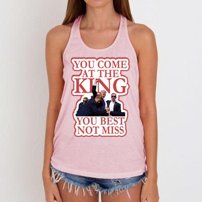 You Come At The King You Best Not Miss Donald Trump Women's Knotted Racerback Tank