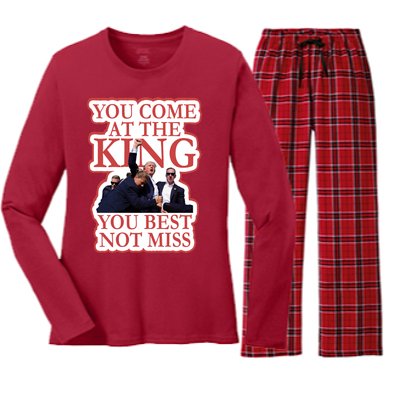 You Come At The King You Best Not Miss Donald Trump Women's Long Sleeve Flannel Pajama Set 