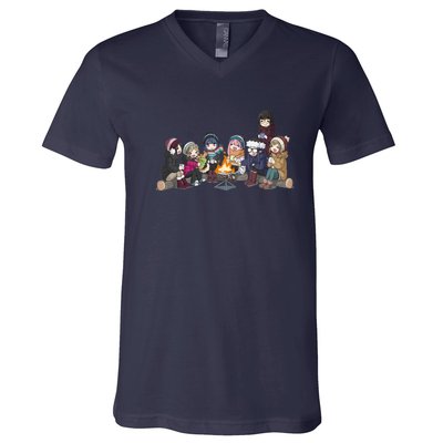 Yuru Camp All Character Gathering V-Neck T-Shirt