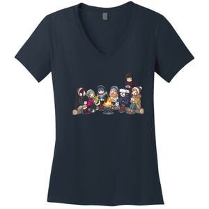 Yuru Camp All Character Gathering Women's V-Neck T-Shirt